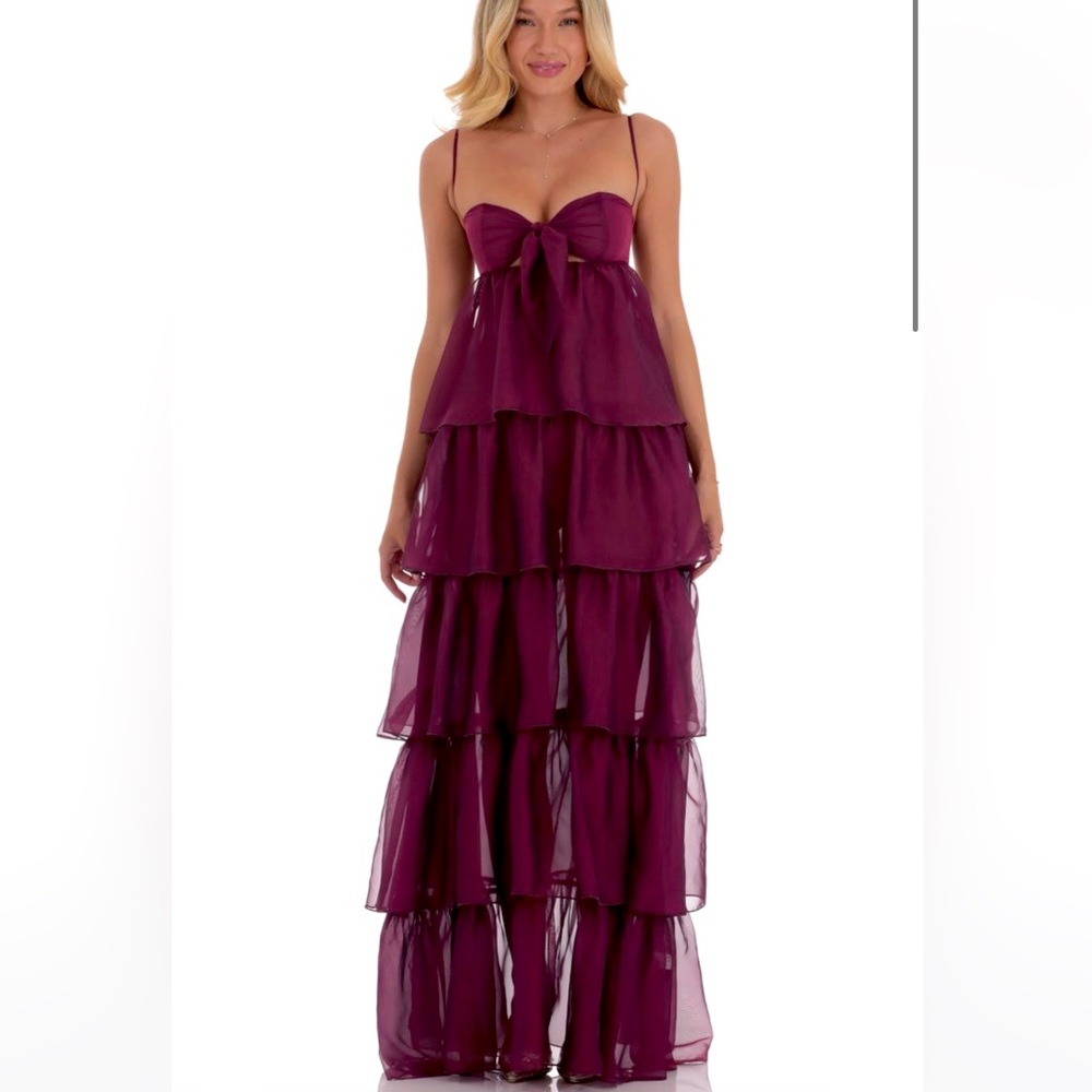 Lucy in the Sky Plum maxi ruffle dress